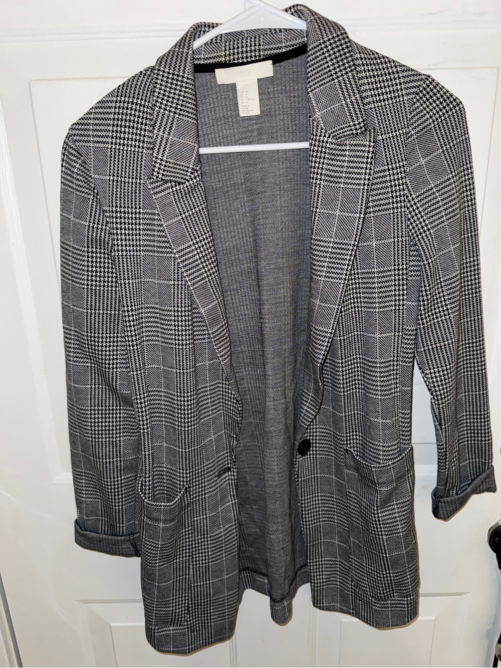 H&M Gray Glen Plaid Open-Front Blazer - Womens 0